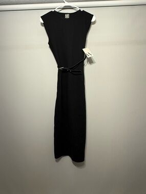 Worthington Black Sleeveless Midi Dress with Slim Belt